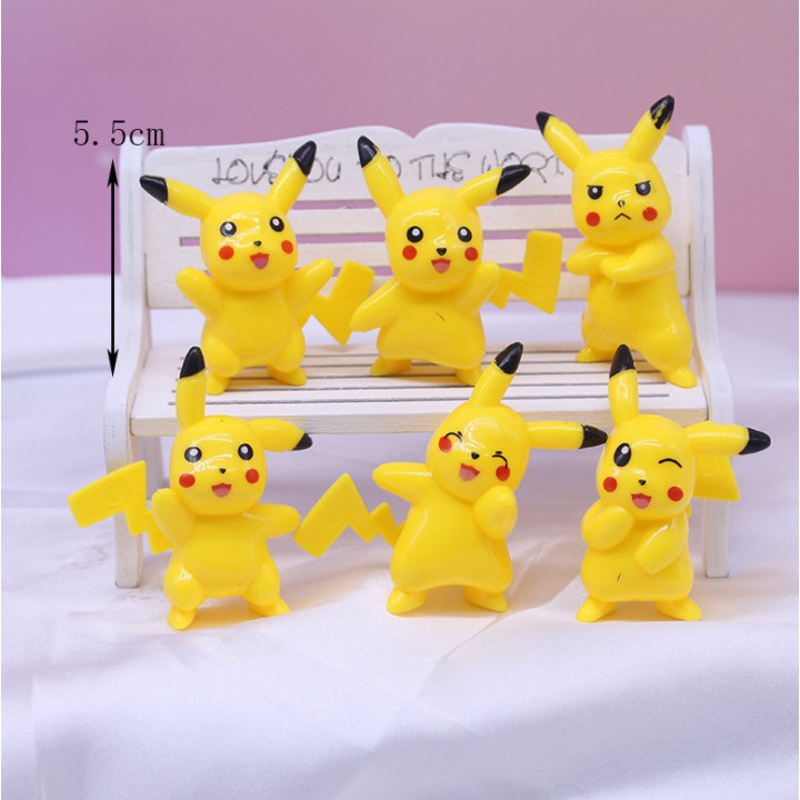 Bộ 6 Pikachu trang trí bánh sinh nhật- trang trí bánh sinh nhật