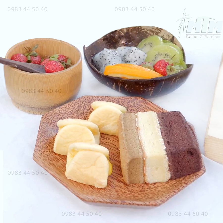Đĩa gỗ dừa đựng bánh mứt kẹo,trái cây, trang trí bàn ăn, chụp hình SP.