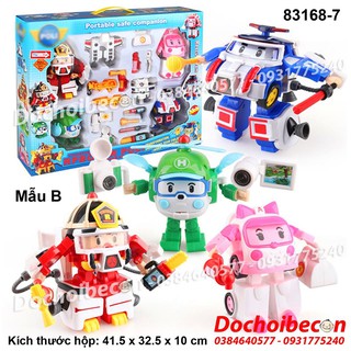 Poli - Policar - Bộ 4 xe lắp ráp biến hình Robocar Poli và phụ kiện 83168-7 Mẫu B: Loại 1 (Loại lớn)