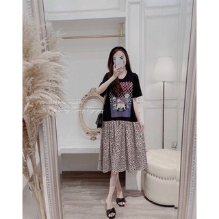 Đầm suông đuôi cá kẻ beo