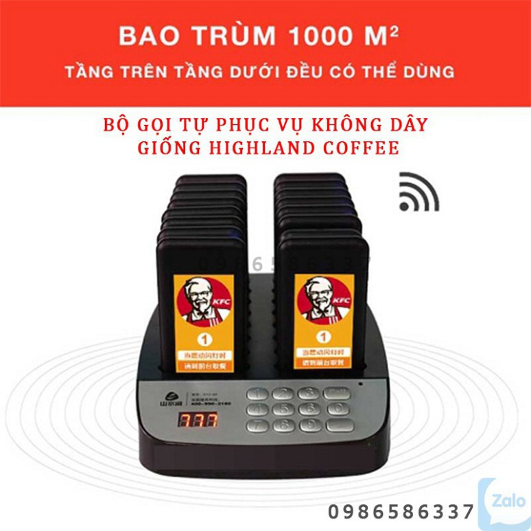 Thiết bị tự phục vụ cho quán cafe kèm BỘ THẺ RUNG TỰ PHỤC VỤ (16 THẺ) thông báo không dây