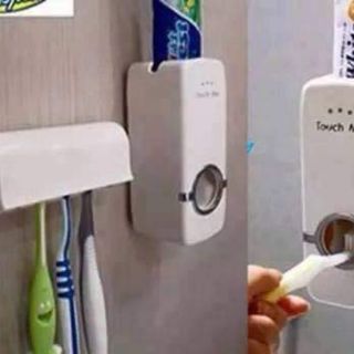 - Dụng cụ lấy kem đánh răng tự động Bộ sản.
+ 01 hộp đựng kem đánh răng tự động.
+ 01 giá để bàn chải đánh răng nhé ban.