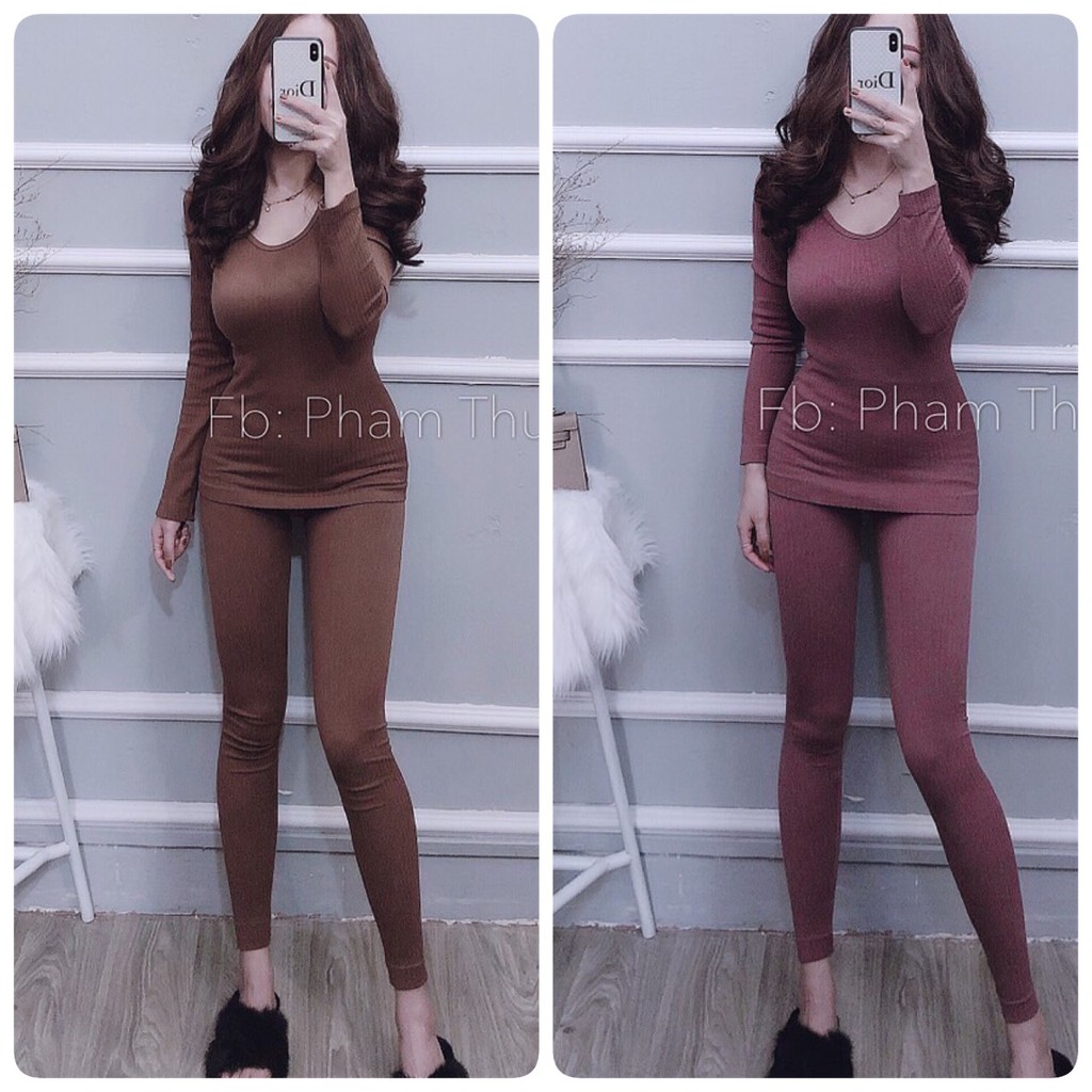 Bộ giữ nhiệt dài tay dáng ôm, Set bộ quần áo giữ nhiệt co giãn ôm body SE7525 - NhiNhi Shop