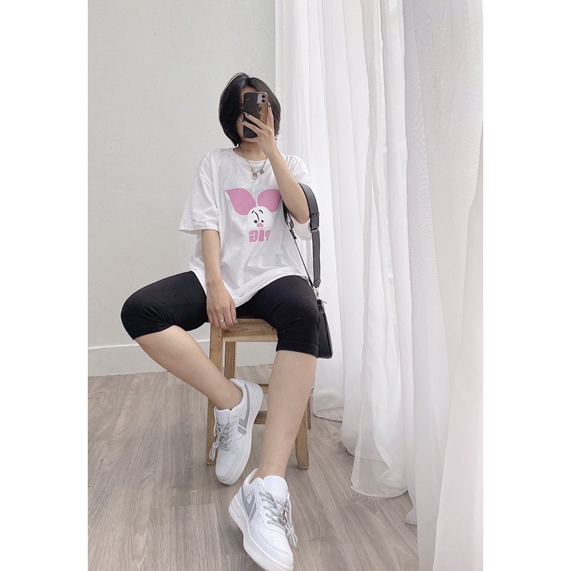 [ ảnh thật ] Áo Phông Tay Lỡ  Tai Thỏ PIG Cute Siêu Đáng Yêu  Hàng Xin Sò Chính Hãng MADE IN VIETNAM