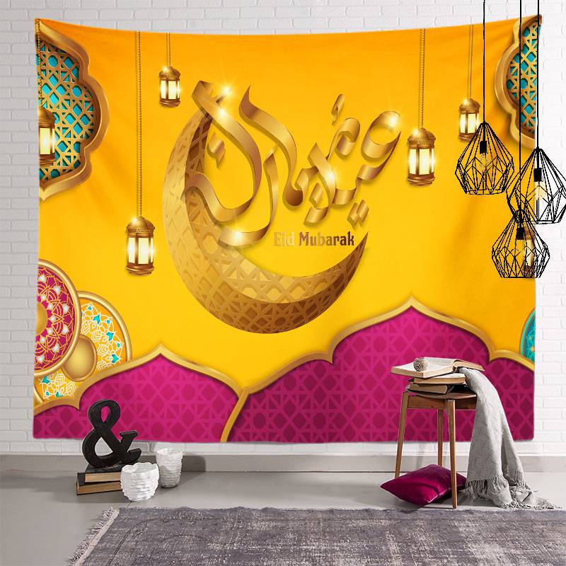 Eid Mubarak Decoration Islam Muslim Decor Tapestry Printed Background Wall Hanging Carpet Cloth Ramadan Kareem Art Home Décor