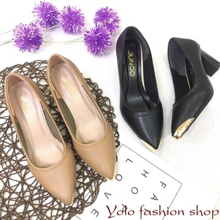 [HÌnh thật] GC75 Giày cao gót nữ công sở da lì gót nhọn 7cm mũi bọc kim loại sang chảnh