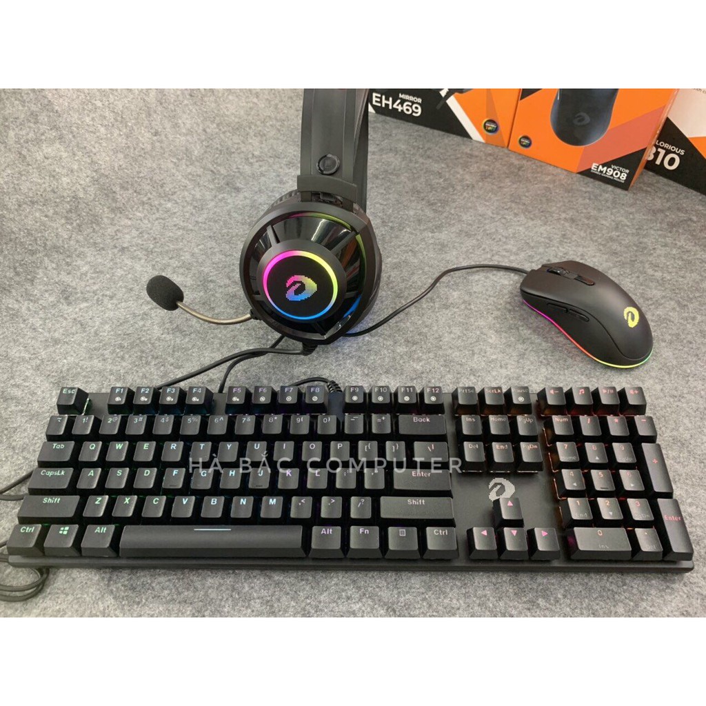 Combo Bàn Phím Cơ Chuột Tai nghe Gaming DAREU BLACK Led RGB - DAREU EK810 / EM908 / EH469