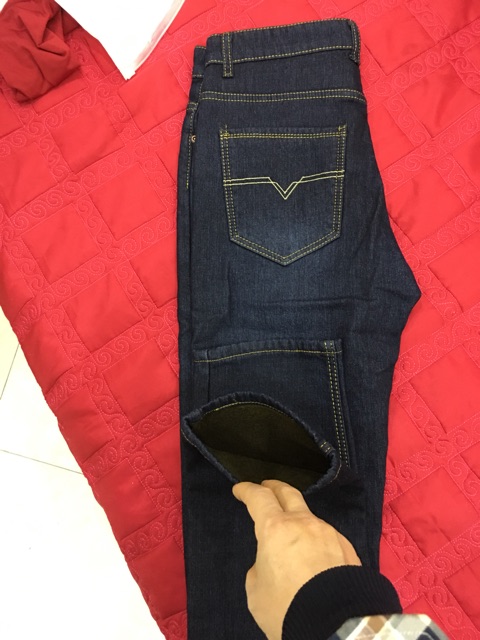 Quần jean nam lót lông giãn cao dày đặc cực ấm | BigBuy360 - bigbuy360.vn