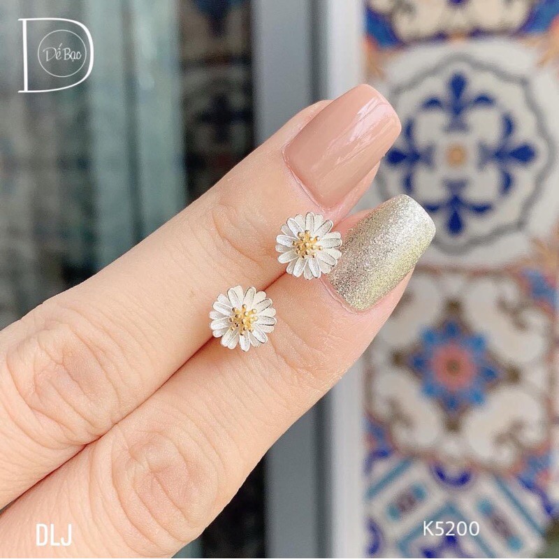 Bông tai cúc hoạ mi - LINH'S MIU SILVER - Bông tai nữ bạc ta