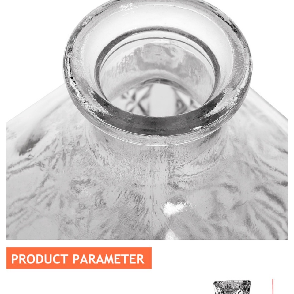 VỎ BÌNH ĐỰNG RƯỢU THUỶ TINH 500ml 750ml MẪU CHAI VUÔNG HOA VĂN NỔI SANG TRỌNG