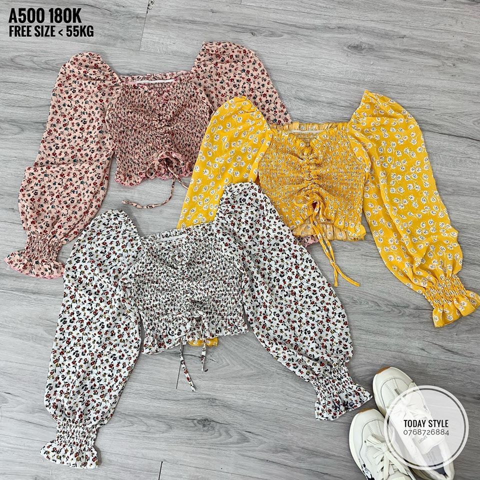 ÁO CROP HOA NHÚN NGỰC TODAYSTYLE CHẤT VOAN MỀM XINH XẮN  A500