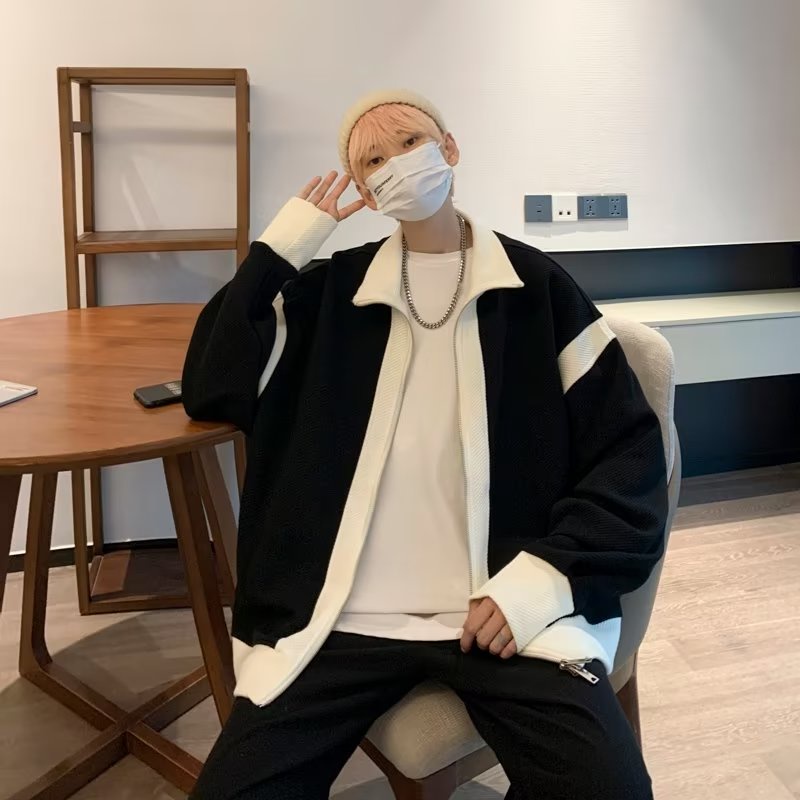Áo Khoác Bóng Chày nam Thời Trang Xuân Thu thời trang áo cardigan len unisex phong cách Hàn Quốc varsity jacket from rộng áo cardigan nam