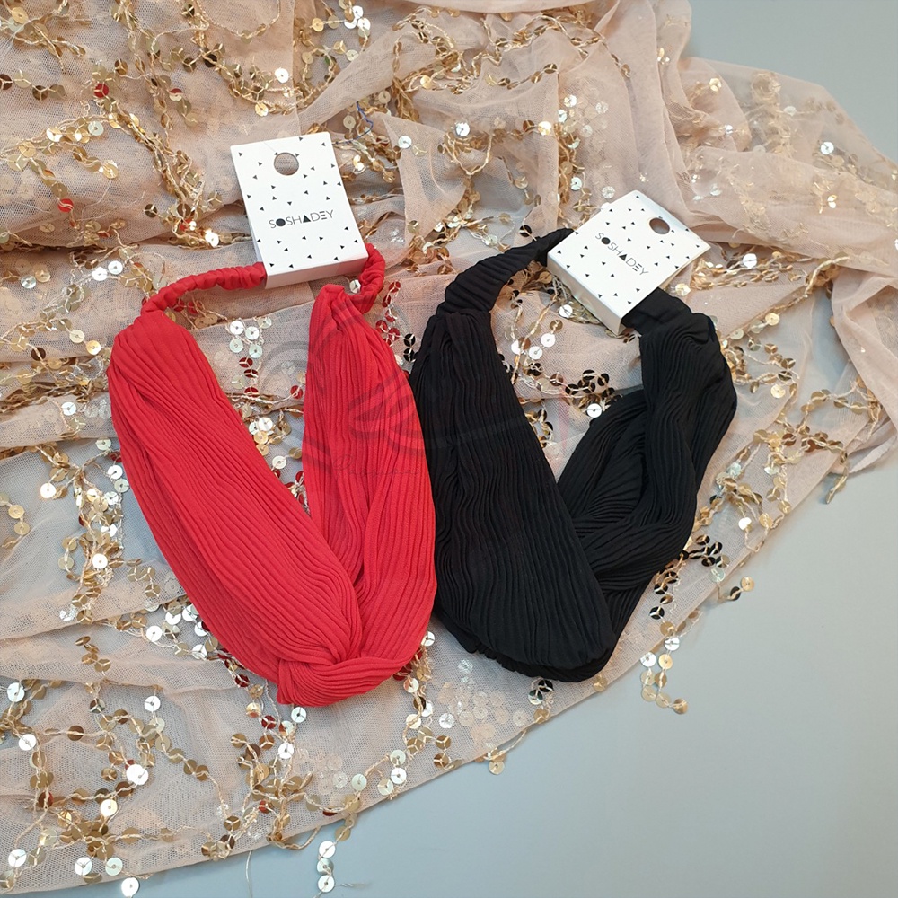 Băng đô cài tóc vải xếp ly Turban xuất khẩu Mỹ