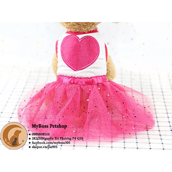 váy/ đầm thời trang cho thú cưng chó mèo trái tim love dress