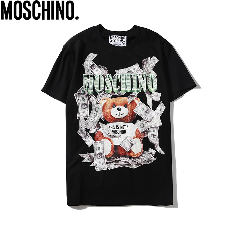 Áo thun ngắn tay in chữ moschino thời trang unisex