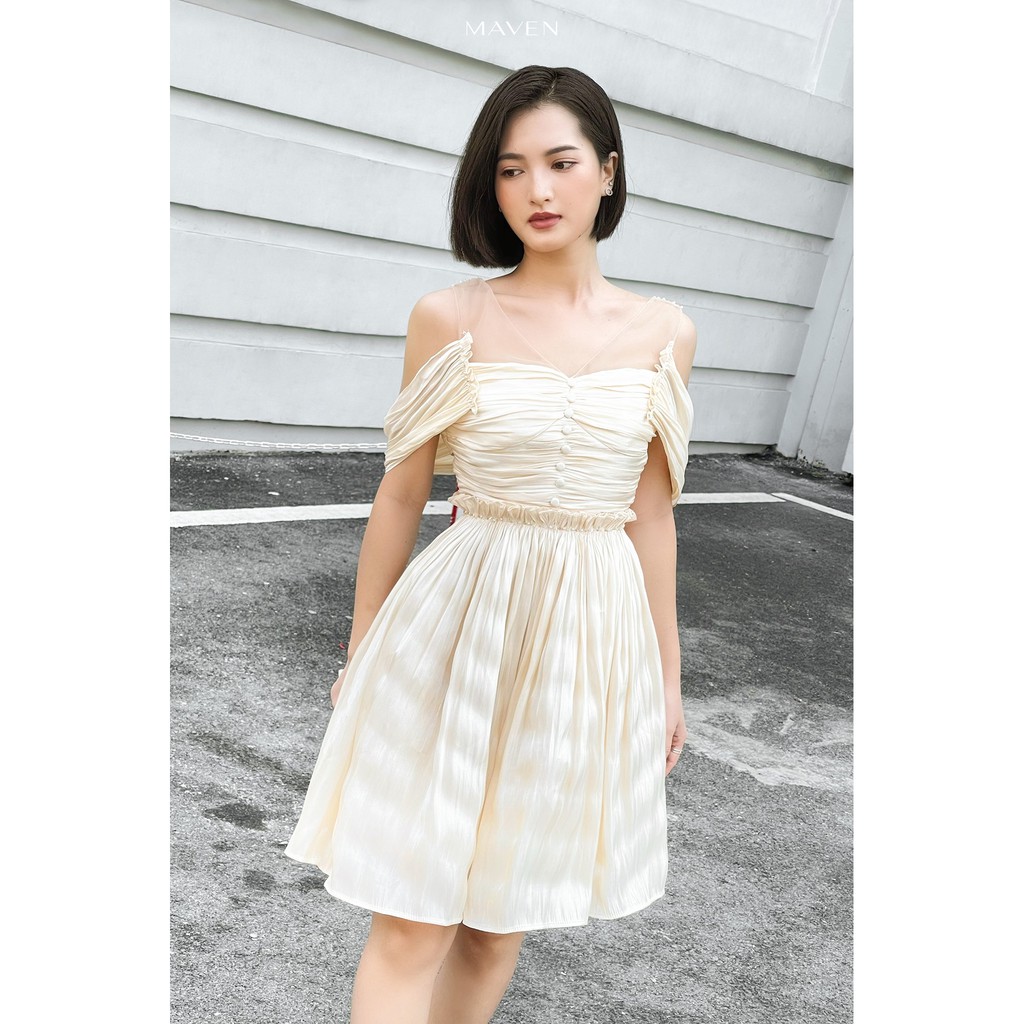 MAVEN - Váy xoè Ponita Beige Dress