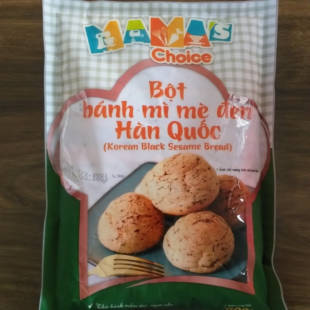 Bột mỳ mè đen Hàn Quốc 500gr,bột trộn sẵn làm bánh mỳ mè đen nhanh chóng,tiện lợi,thơm ngon