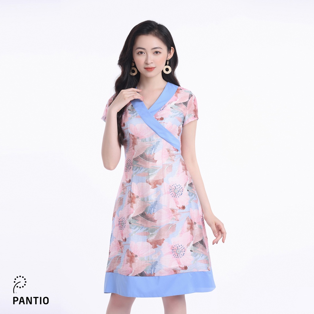 Đầm dạo phố ngắn tay cổ tim hoạ tiết hoa FDP32526 - PANTIO