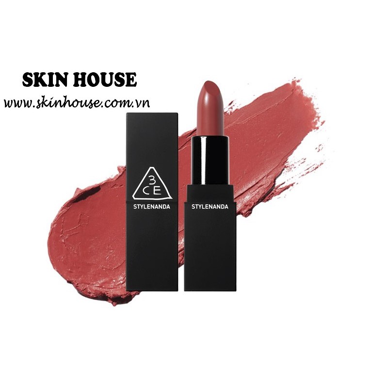 Sẵn - Son Thỏi Lì 3CE Lip Color MATTE Vỏ Đen - Skinhouse