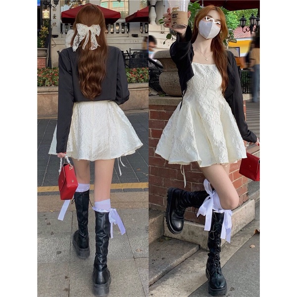 Đầm 2 dây dáng xoè. Váy 2 dây chất gấm tafta siêu sang chảnh cho các buổi tiệc phong cách nữ tính