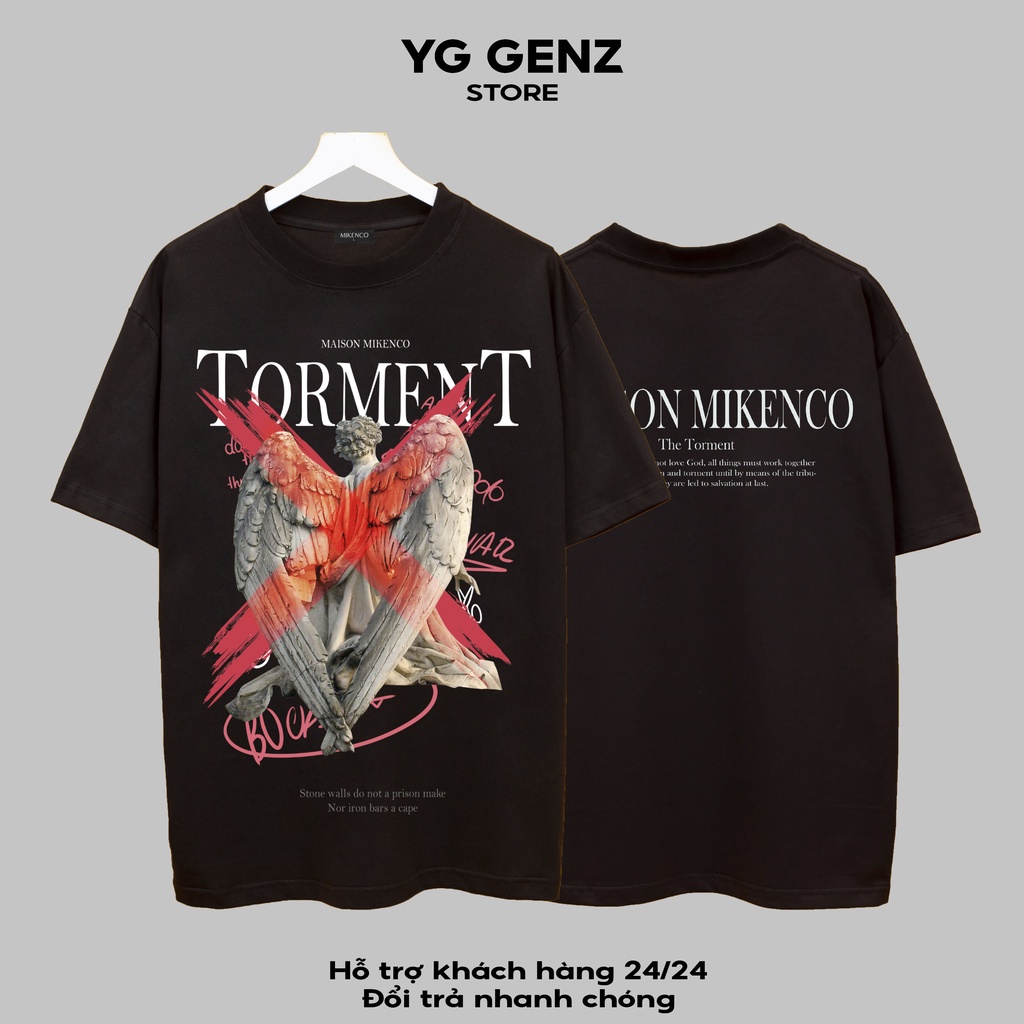Áo Phông Nam MIKENCO Torment Tshirt Áo Thun Tay Lỡ Torment Nam Nữ Hot Trend 2022