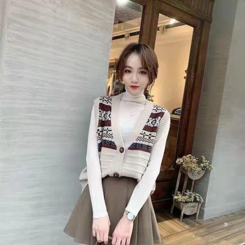 Áo Gile Len Cài Cúc Họa Tiết VinTage Dáng Ngắn, Ao Gile Style Hàn Quốc Hot Hit Thu Đông Năm Nay | BigBuy360 - bigbuy360.vn