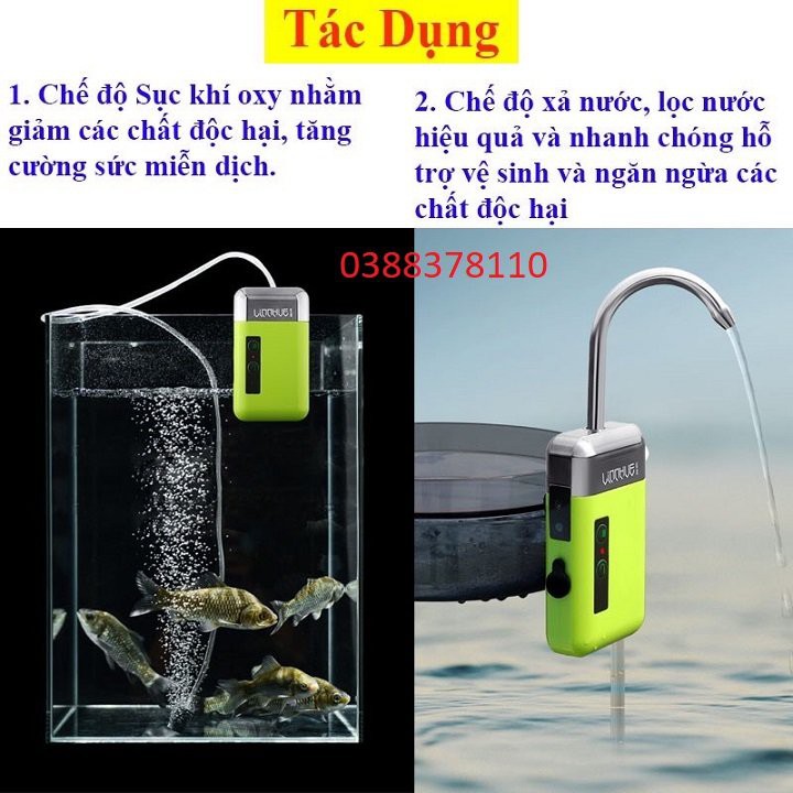 Máy Sục Cá, Máy Sục Oxy Hồ Cá, Sục Khí Bể Cá, Lọc Nước, Bơm Và Xả Nước Thùng Cá LINNHUE Có Đèn Soi Tiện Lợi - MSC 1