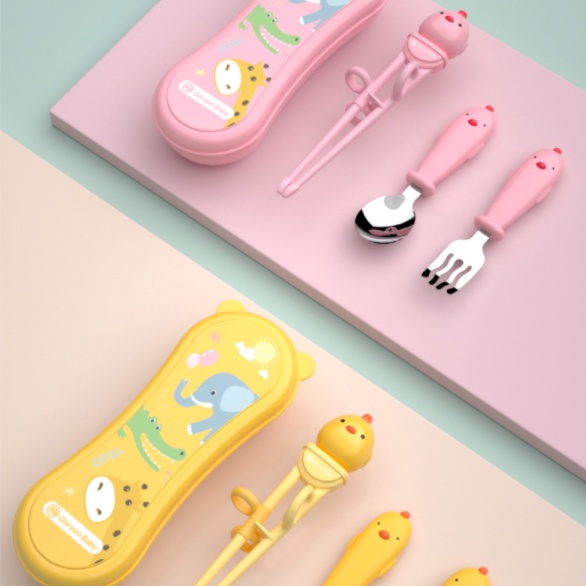 Đũa Tập Ăn Cho Bé Goryeo Baby Hàn Quốc Kèm Thìa Dĩa, Hộp Đựng Tiện Lợi