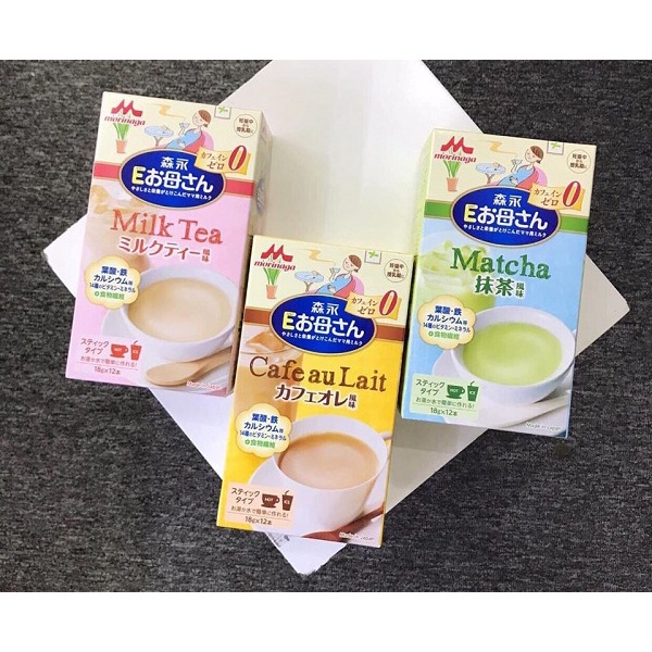 Sữa bầu Morinaga 3 vị matcha trà sữa cafe cung cấp dinh dưỡng cho mẹ bầu tách lẻ và nguyên hộp