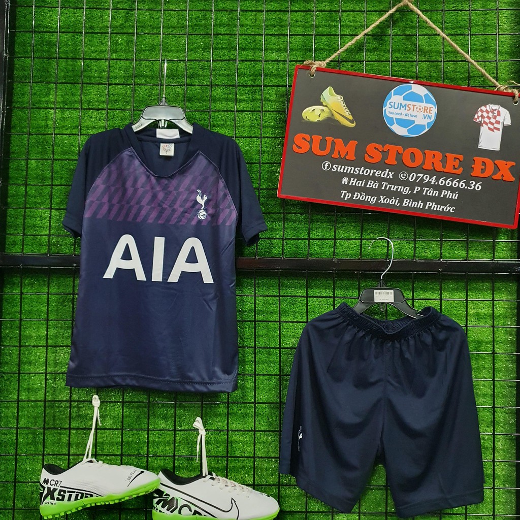 Tốtteham Đen Tím Nhí - Áo Đá Banh Trẻ Em Vải Thun Lạnh Cao Cấp