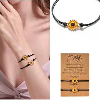 Vòng đeo tay dệt dây bện mặt hoa hướng dương thời trang dành cho nữ