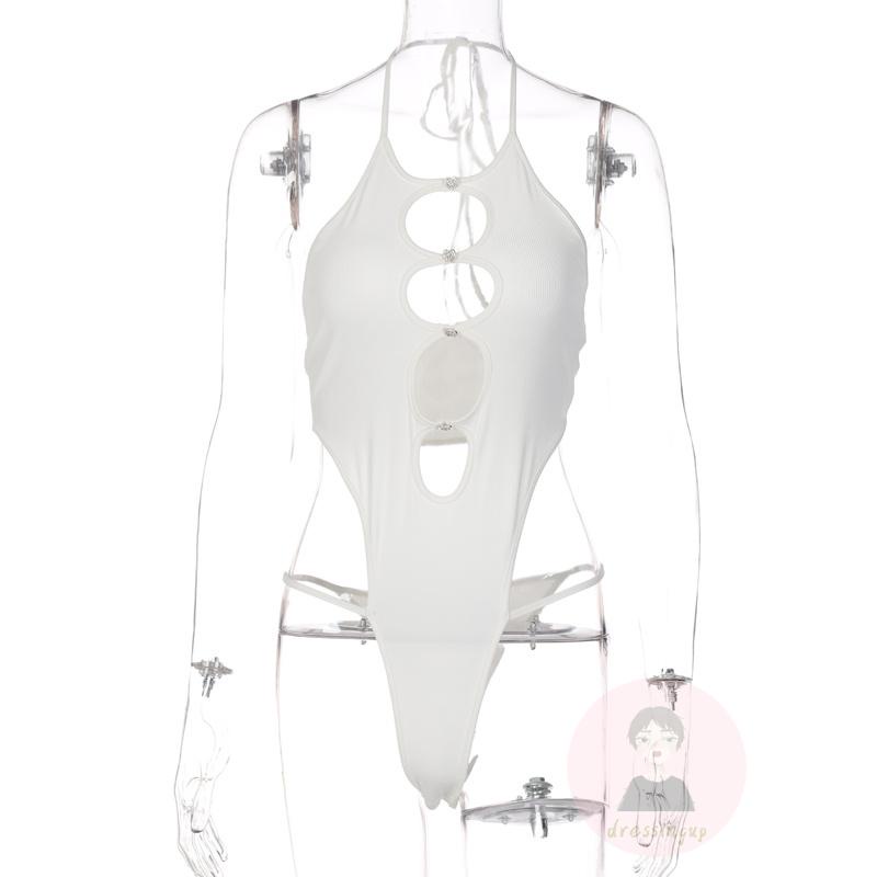 Áo Liền Quần Không Tay Hở Lưng Dây Đan Chéo Cho Nữ