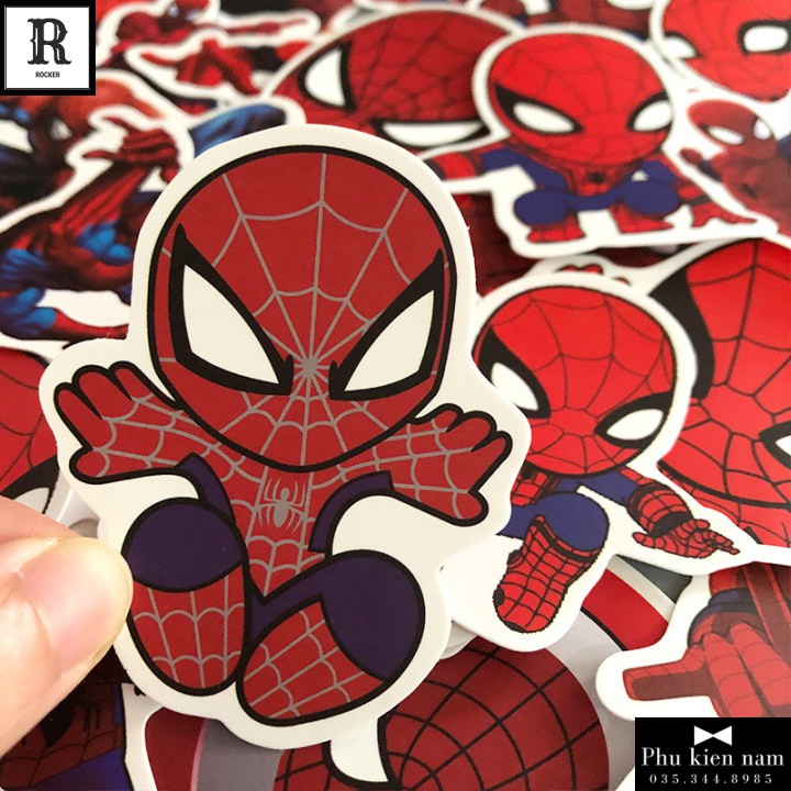Sticker PVC Chống nước Hình dán 35 Hình Người nhện Marvel ST033