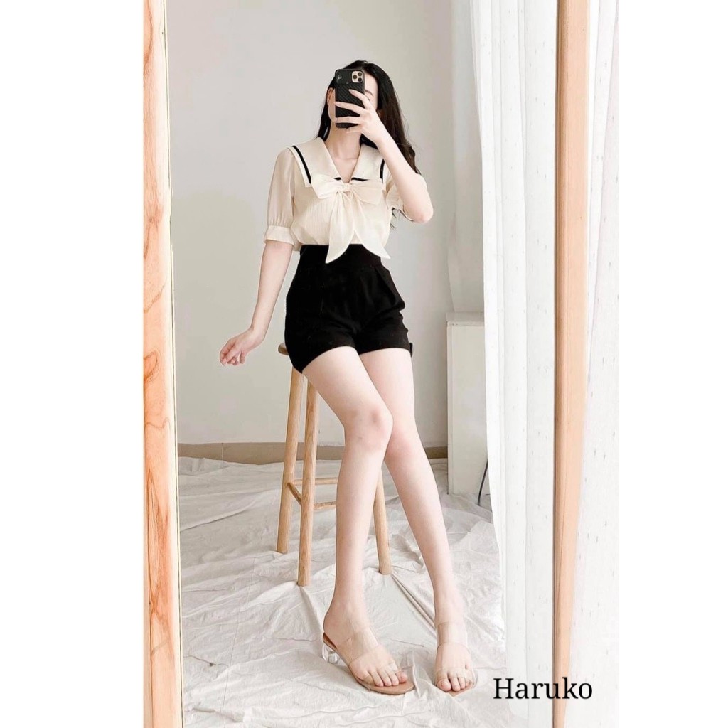 [Ảnh thật/Video] Áo cổ nơ viền cổ, chất liệu Voan tơ Quảng Châu siêu hot - Haruko Closet