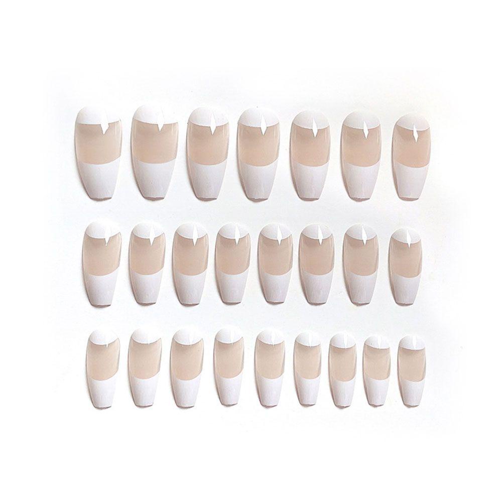 ESPO Set 24 Móng Tay Giả Dáng Dài Màu Trắng Trang Trí Nghệ Thuật