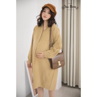 Váy bầu nhung dáng oversize