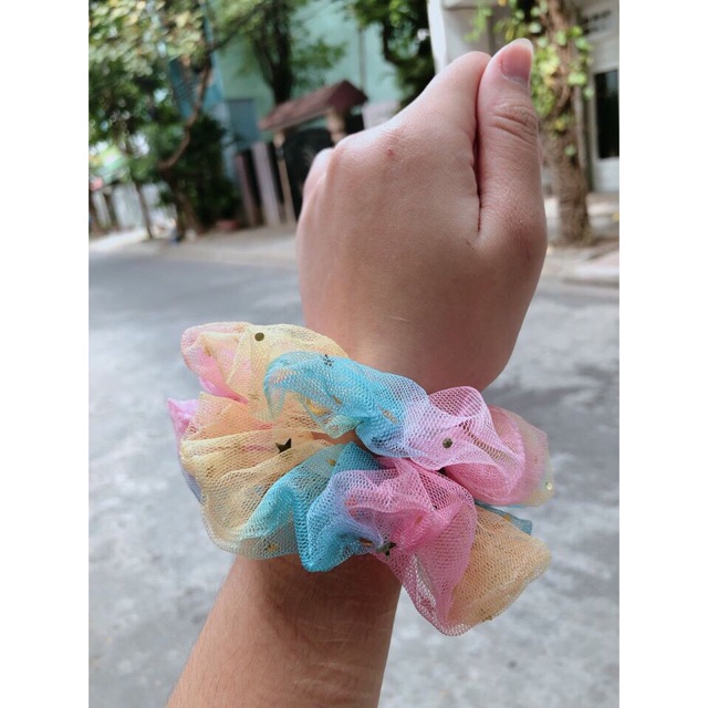 Scrunchies cột tóc voan đính sao dễ thương