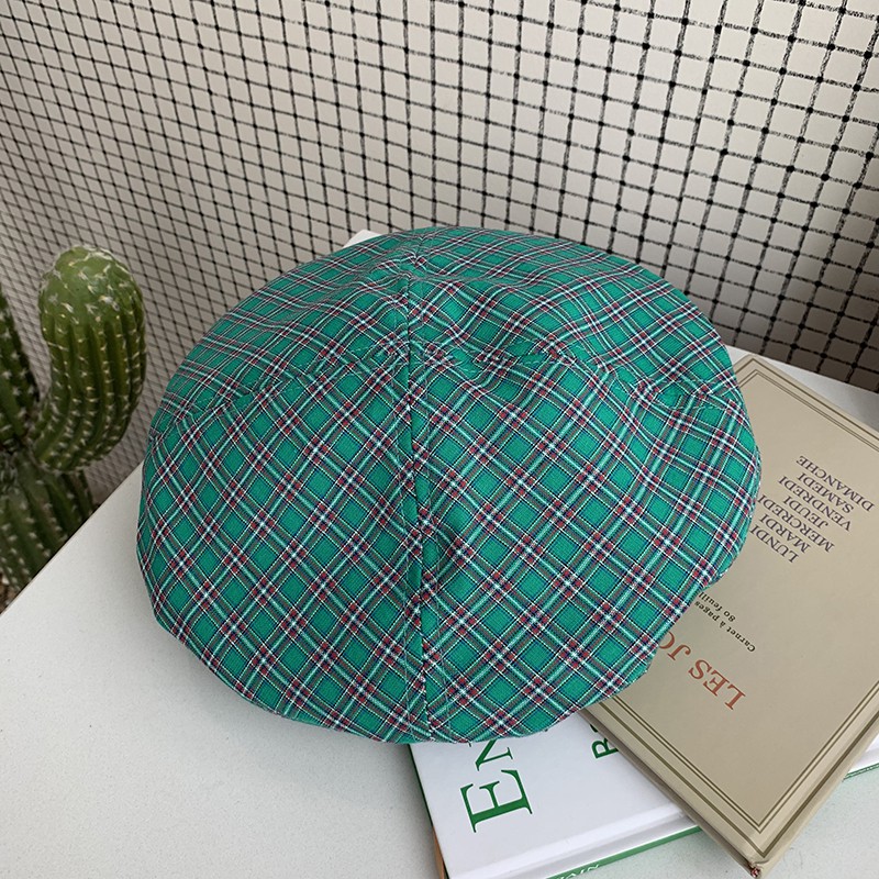 Mũ Beret Mỏng Thoáng Khí Kẻ Sọc Caro Ngọt Ngào Dễ Thương Phong Cách Retro Nhật Bản Cho Nữ