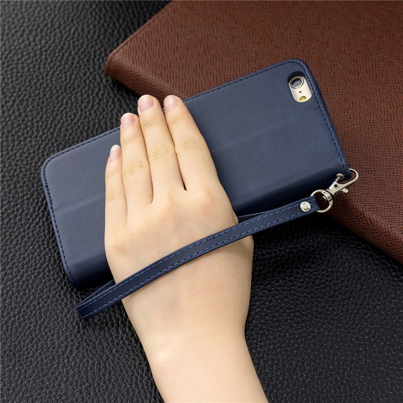 Bao da da điện thoại màu trơn phong cách cổ điển có ngăn thẻ cho iphone 5/5se 6/6s 7/8 plus | BigBuy360 - bigbuy360.vn