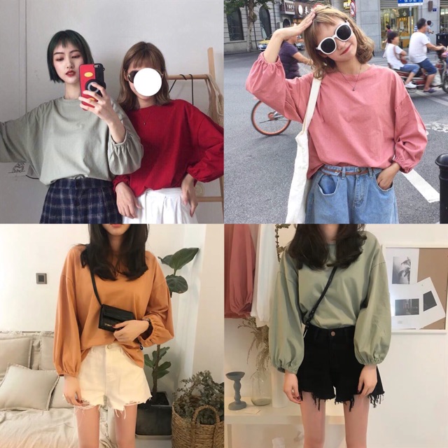 [Mã SKAMLTSM9 giảm 10% đơn 99K] ÁO THUN TAY DÀI BO CHUN STYLE ULZZANG CHO CÔ NÀNG BÁNH BÈO