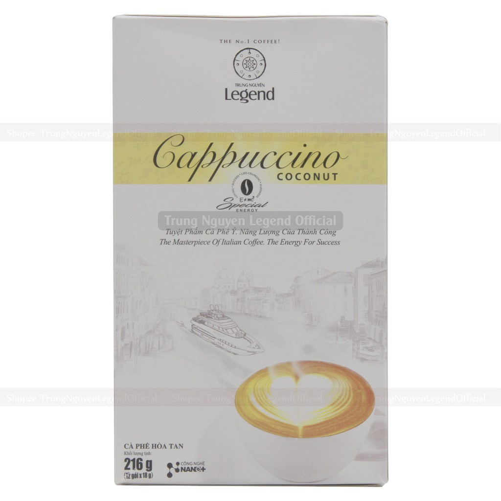 [Có tem] Cà phê hòa tan Cappuccino Mocha- Capuchino Hazelnut- Cappuchino Coconut - Hộp 12 gói