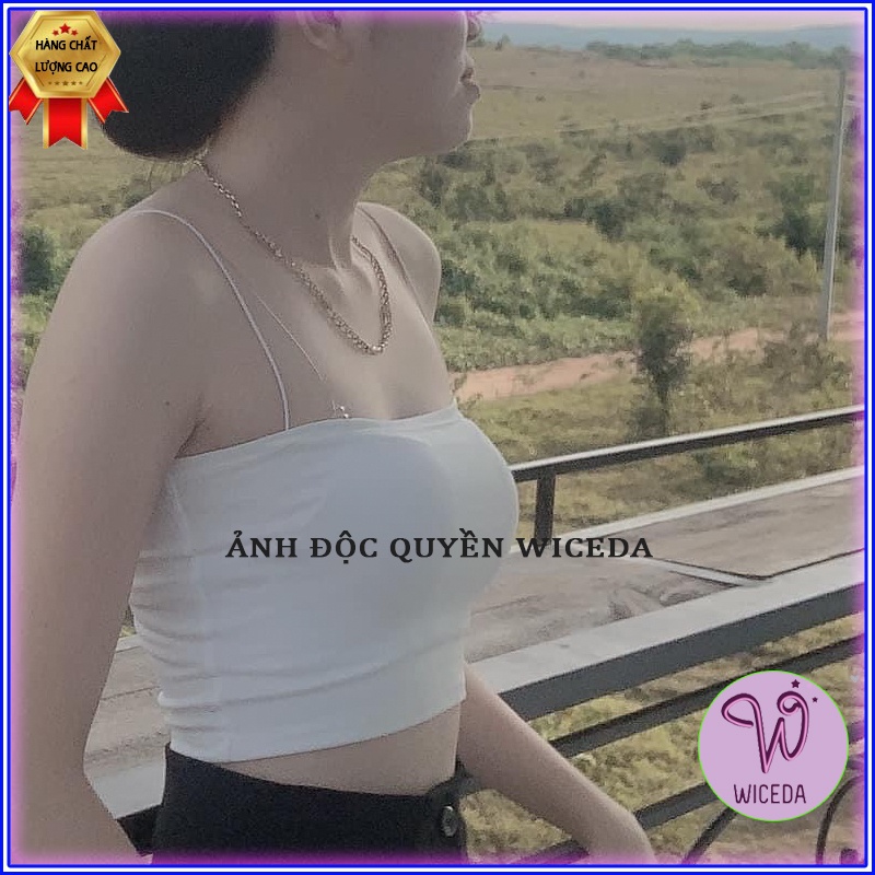 Áo 2 dây nữ cotton sợi bún,áo hai dây croptop thun gân mịn,mát 2 màu đen trắng T203 | BigBuy360 - bigbuy360.vn