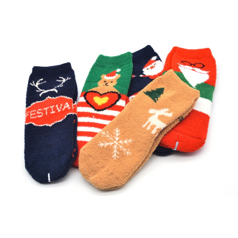 Set 10 Đôi Tất Giáng Sinh Ấm Áp In Họa Tiết Hoạt Hình Vui Nhộn Cho Nữ