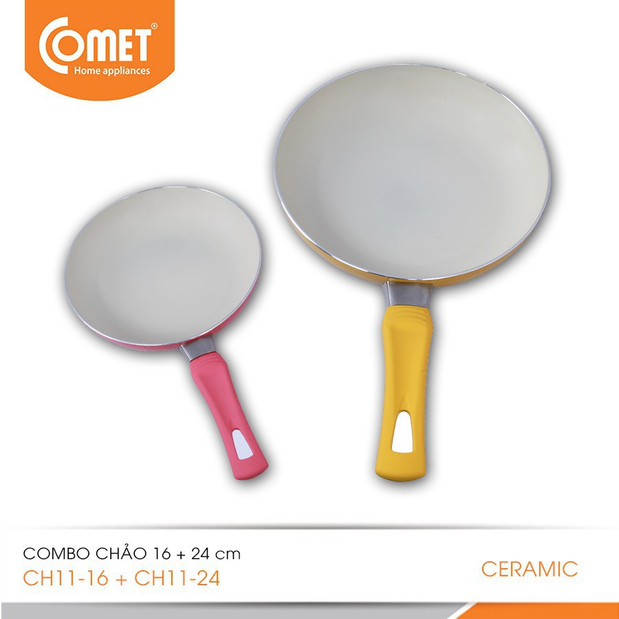 1086   Combo hai chảo COMET chống dính Ceramic CH11-16 & CH11-24 58 64