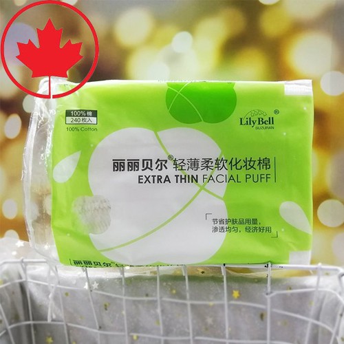 [Chuẩn Auth] Bông tẩy trang Lily Bell vỏ xanh Extra Thin 240 miếng (hàng chính hãng Nhật)