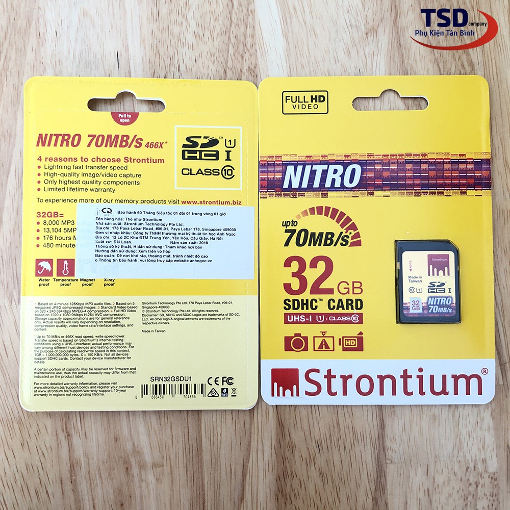 Thẻ nhớ SD Strontium 32GB chính hãng bản Nitro 466X