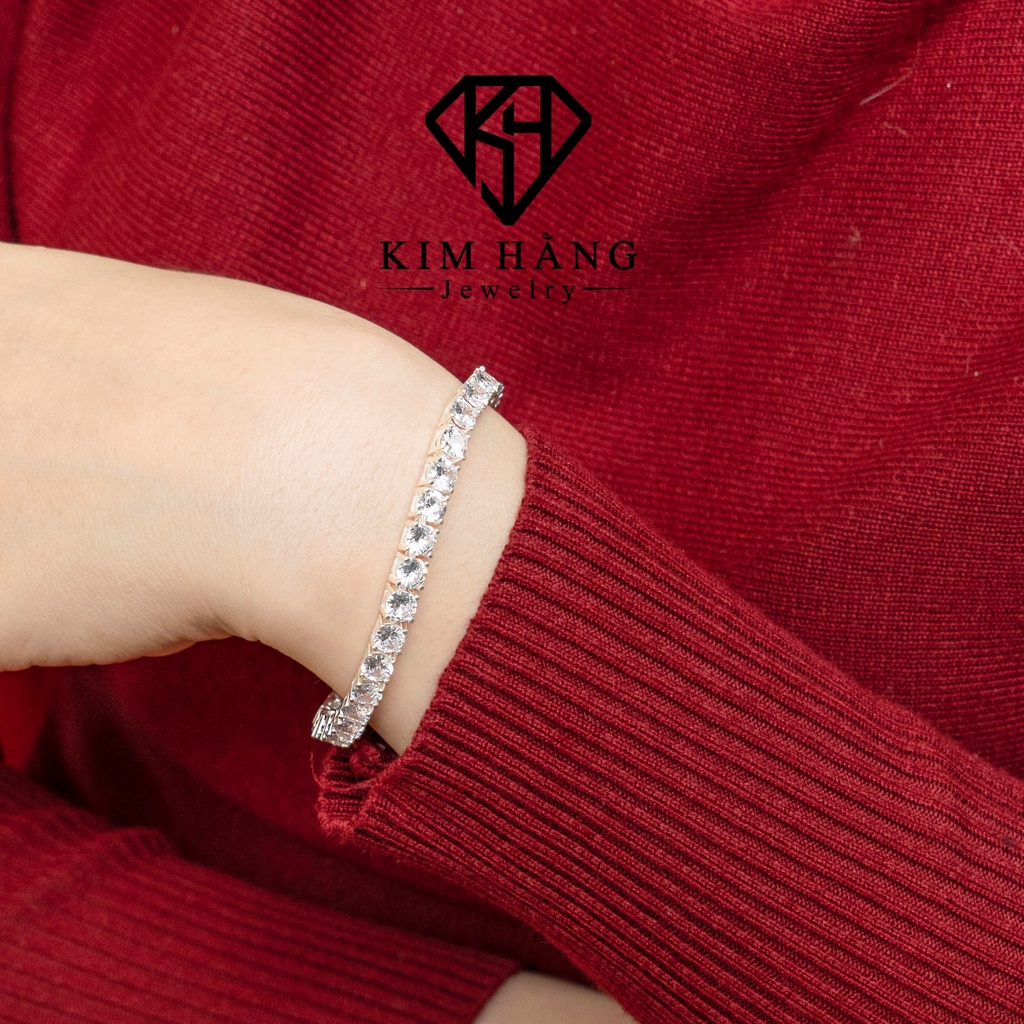 Lắc Tay BẠC Full Đá Tennis Tròn Tinh Tế Sang Trọng