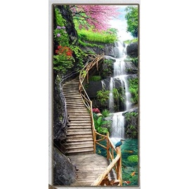 Tranh tủ lạnh / tranh khổ dọc - cánh đồng lúa chín, cánh đồng cỏ lúc hoàng hôn - có ép nhựa chống sước, bay màu - mã 2