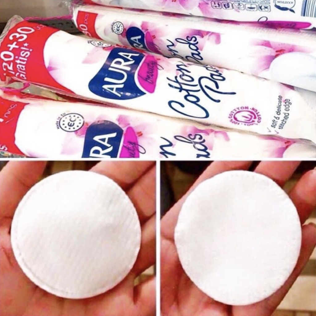 Combo 10 bông tẩy trang Aura 150 miếng