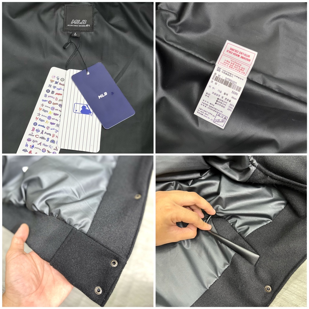 ÁO KHOÁC BOMBER MLB NY THÊU LOGO , ÁO VARSITY MLB NAM NỮ UNISEX